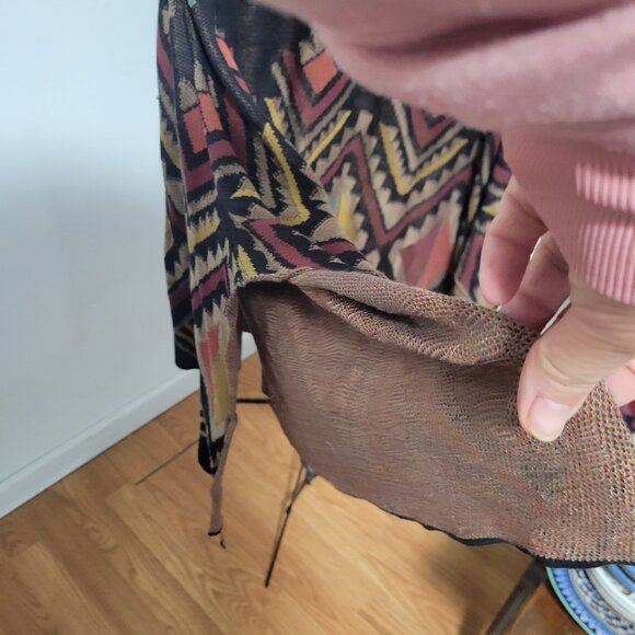 Peruvian Connection 100% Pima Cotton Patterned Flared with Slits Skirt Size XL - Picture 6 of 6